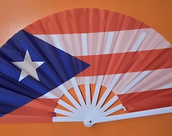 Abanico de pared con la bandera de Puerto Rico, 25 x 13 pulgadas