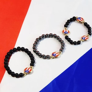 Puerto Rico Flag Beaded Stretchable bracelet