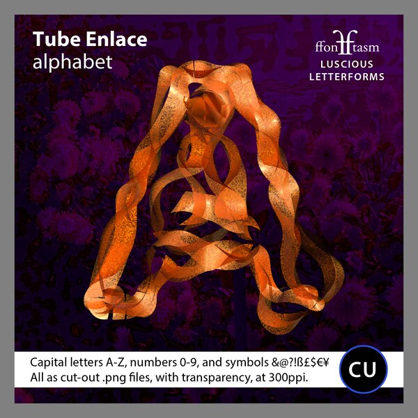 Tube Enlace alphabet - digital cut-out letters and numbers for graphic design, scrapbooking, initials, monograms