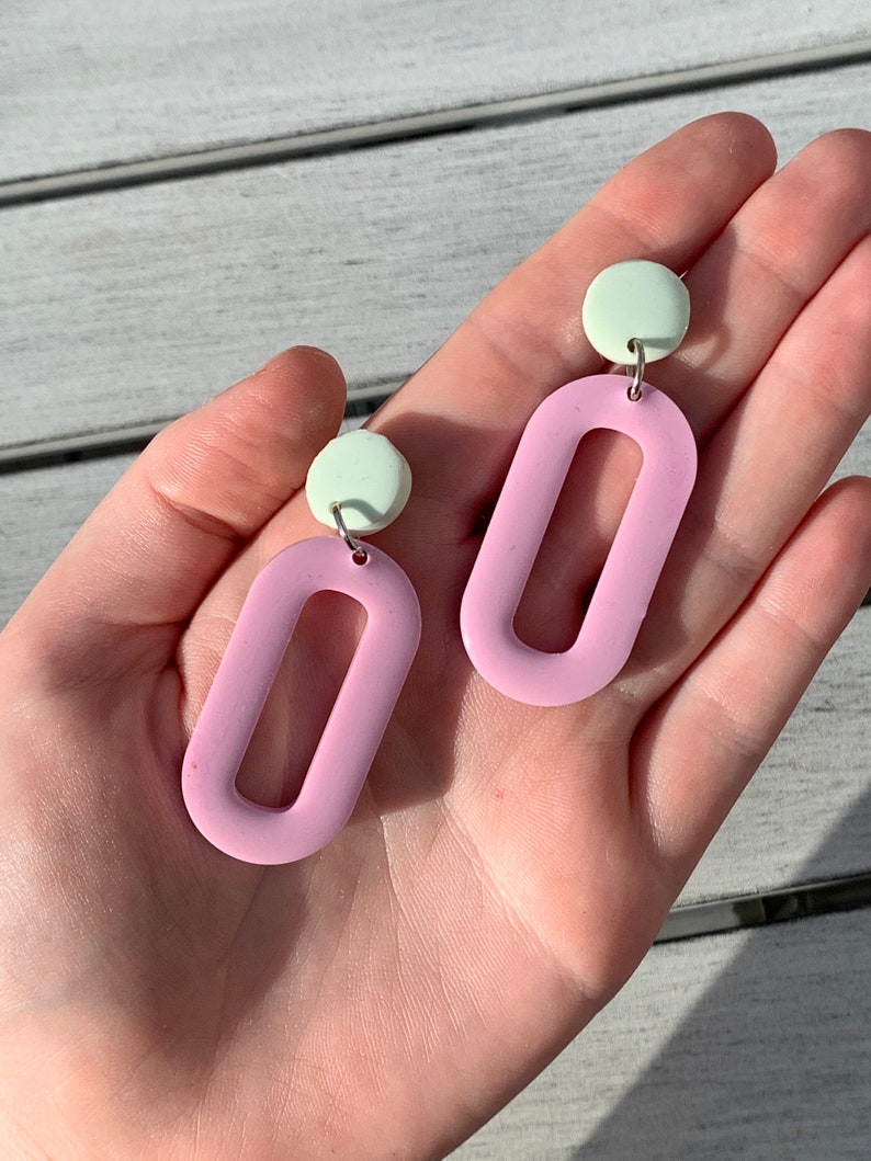 Pastel pink resin earrings