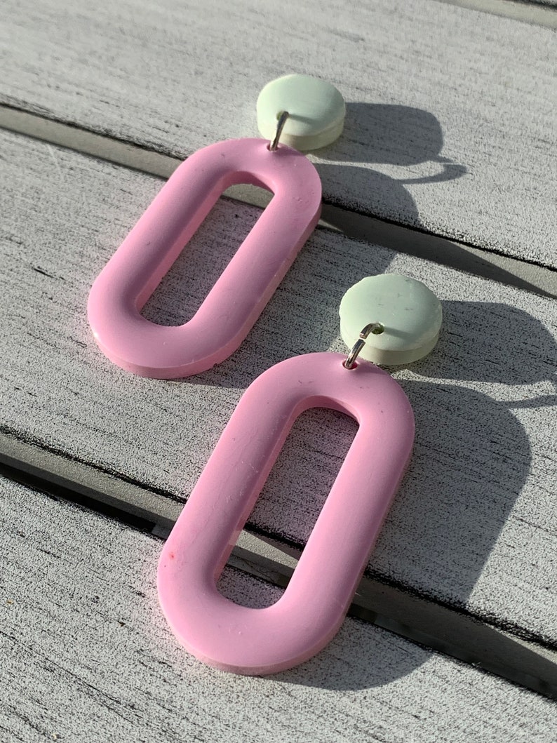 Pastel pink resin earrings