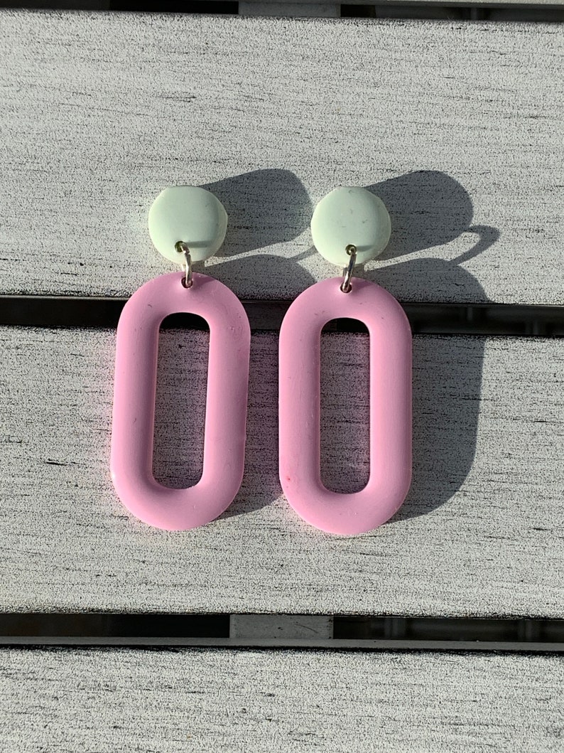 Pastel pink resin earrings