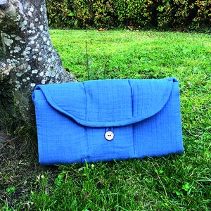 Cambiador de pañales-Almohadilla de muselina-Baby Travel Cambiador portátil Almohadilla impermeable, limpiable y lavable-Acolchado-Diseño compacto-Denim Azul