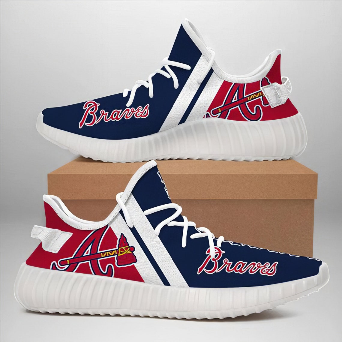Atlanta Braves Custom Yeezy Shoes Atlanta Braves Modern Etsy