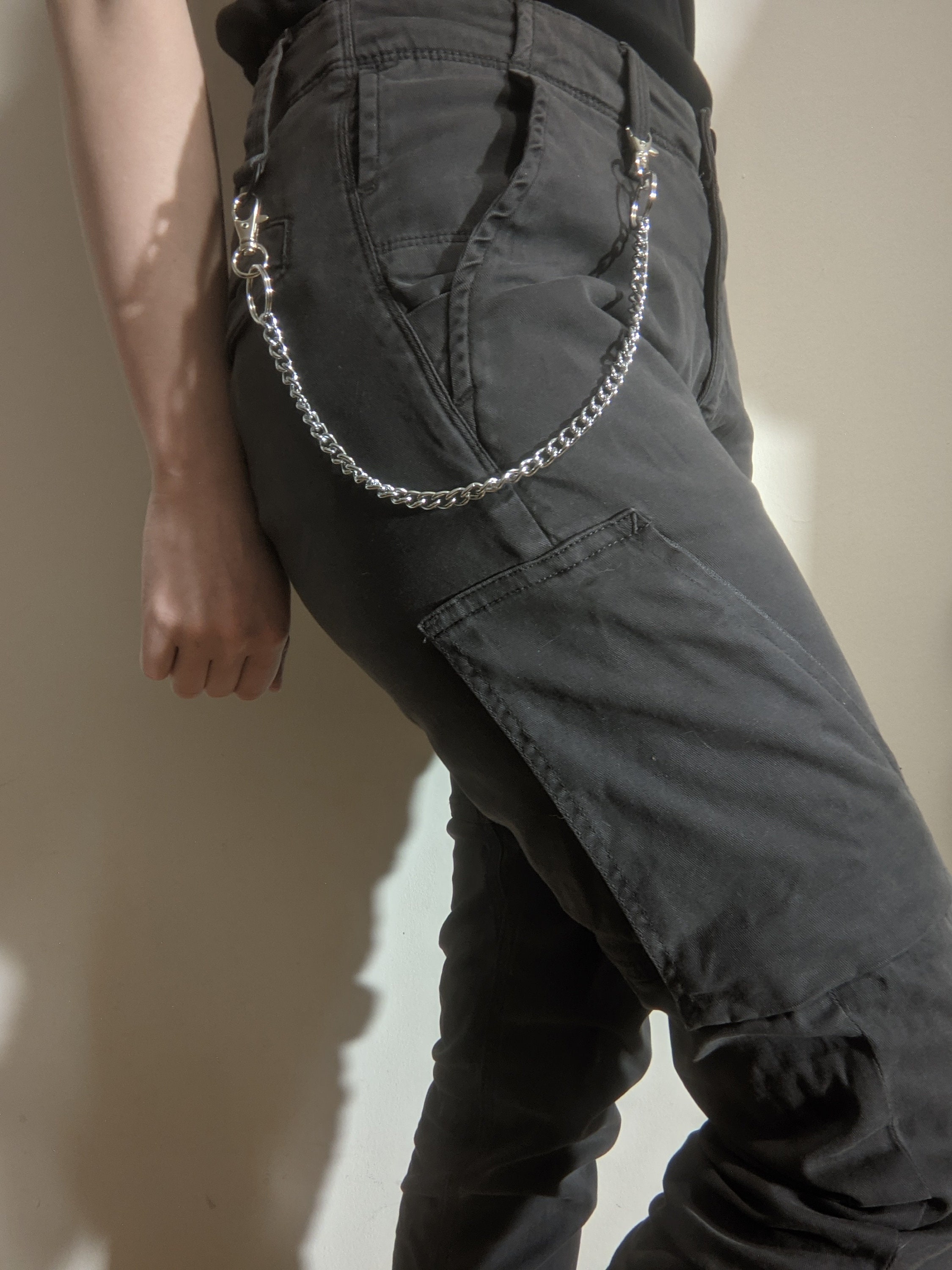 Handmade Unisex Chunky Barbed Wire Link Chain Wallet Belt Pants