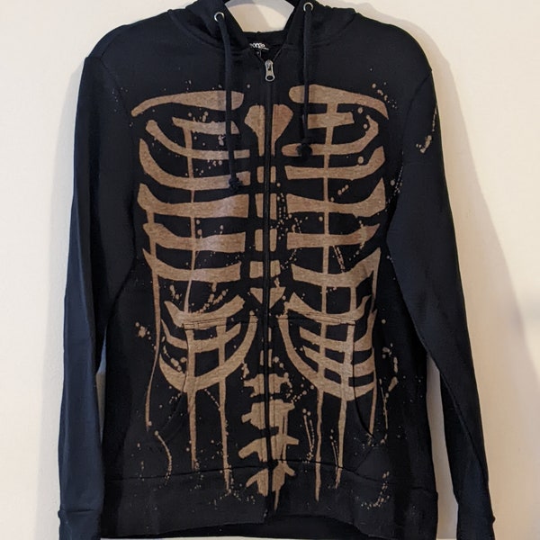 Skeleton Zip up Hoodie Etsy