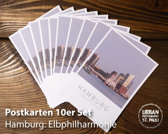 10er Set Hamburg Postkarten: Elbphilharmonie, Hamburger Hafen