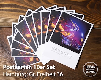 Set of 10 Hamburg Postcards: Great Freedom 36, St. Pauli