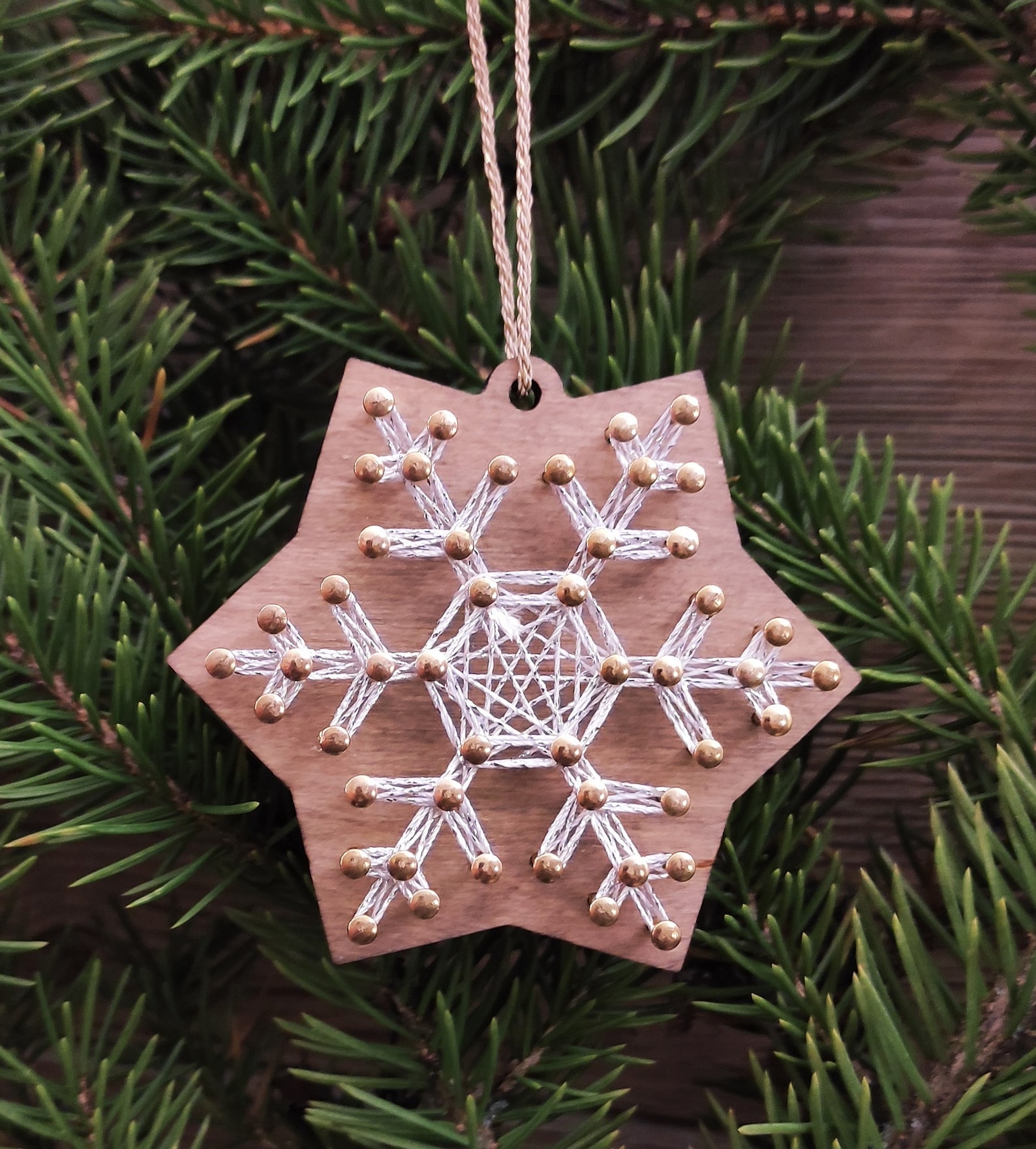 String Art Christmas Tree Ornament 6piece Set Silver Etsy