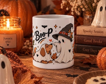 Halloween Tasse mit Dackel & Geist | Süße Herbsttasse | Witchy Dachshund Mug | Halloween Geschenk für Dackelfans
