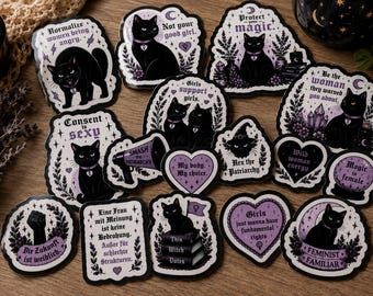 Feministische Witchy Sticker | Schwarze Katze | Gothic Sticker | Anti Patriarchy | Feminist Sticker | Witchcore | Vinyl Sticker