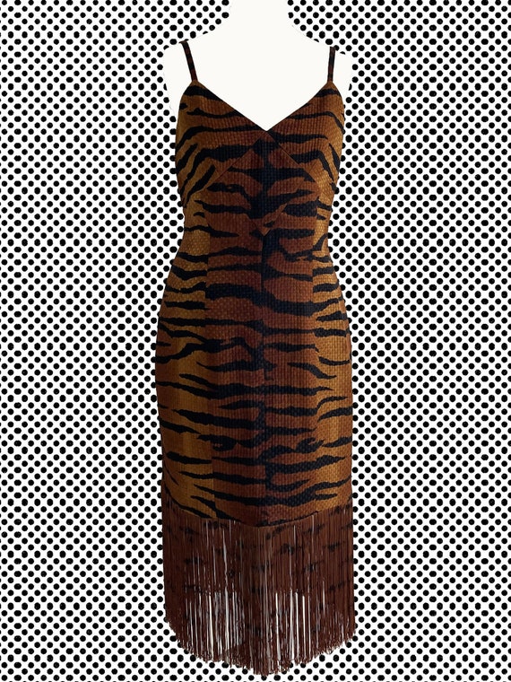 silk tiger dress Tiger Blue Silk Resort Dress  Sauvage Swimwear