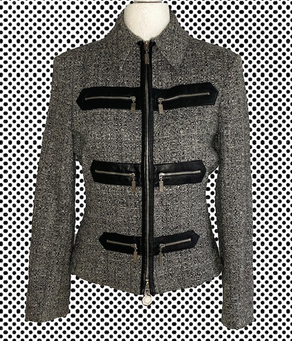 Claude Montana, Claude Montana Blu wool leather blazer 90s size L