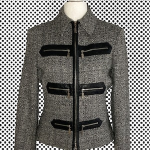 Claude Montana Blu wool leather blazer 1990s size L