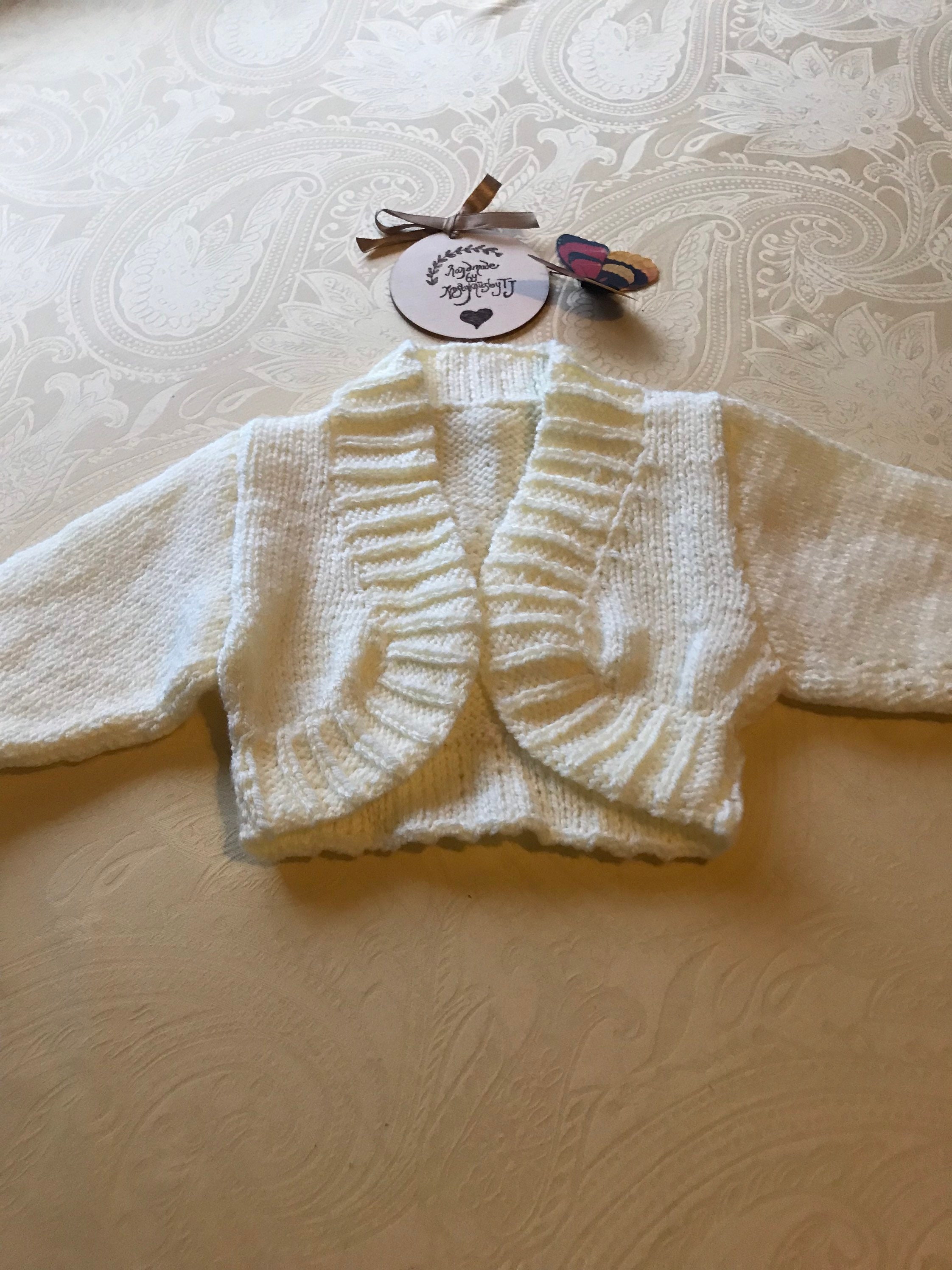 Hand Knit Pale Lemon Bolero 1 Year Old 