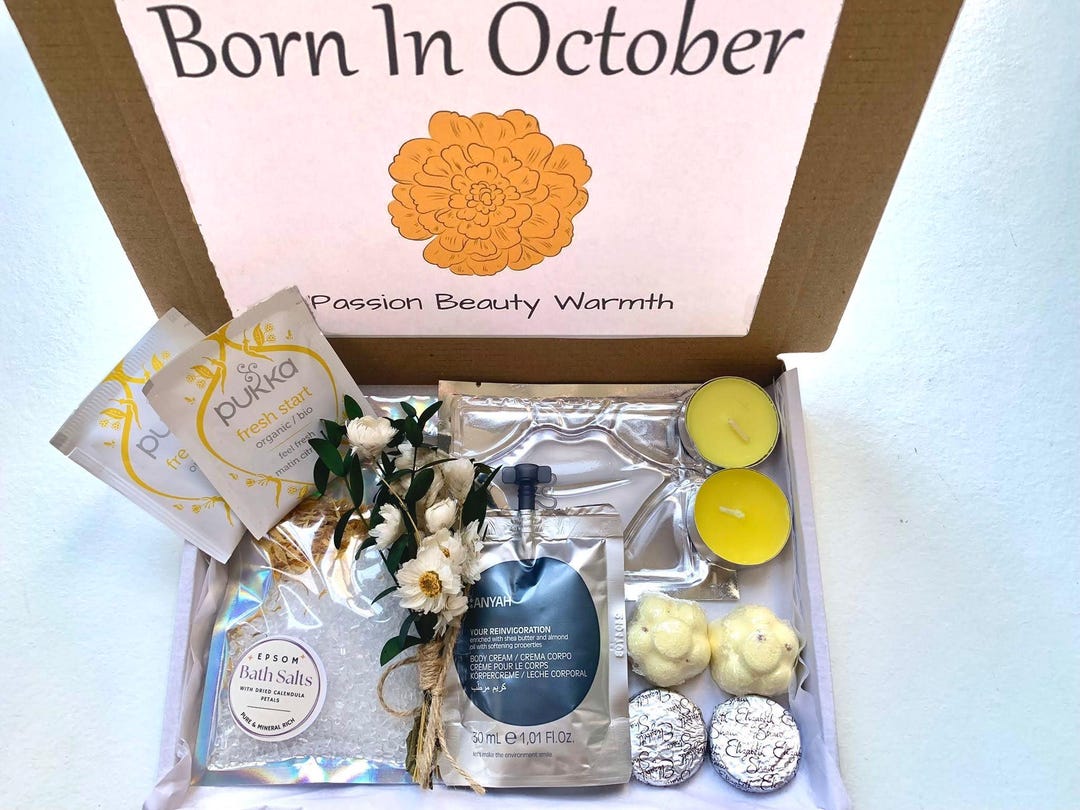 October Birth Items October Birthday Gift Box, Birth Flower Letterbox, Spa Pamper Set - Etsy UK