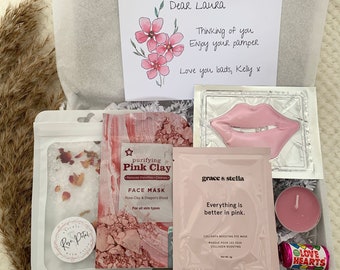 Pink Mini Spa Gift Box, Rose Bath Salts, Clay Mask, Letterbox Hamper