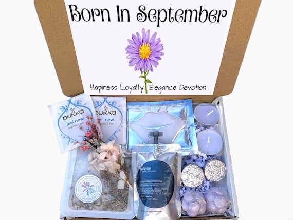 September Birthday Gift Box for Her, Birth Flower Gift, Born in September Birthday Month Gift, Pamper Hamper Set, Spa Birthday LetterBox