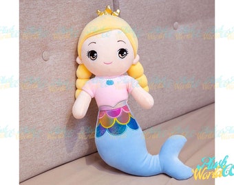 ~❤️~MERMAID DOLL Plush Soft LARGE 70cms Toy Mauve/Purple SYBIL Pearl Necklace❤️ ~❤️~MERMAID DOLL Plush Soft LARGE 70cms Toy Mauve/Purple SYBIL Pearl Necklace❤️