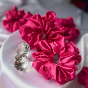 Hot Pink Silky Scrunchie