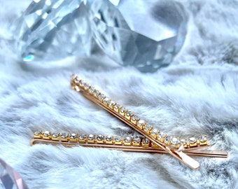 Silver or Gold Mini crystal hair pin set