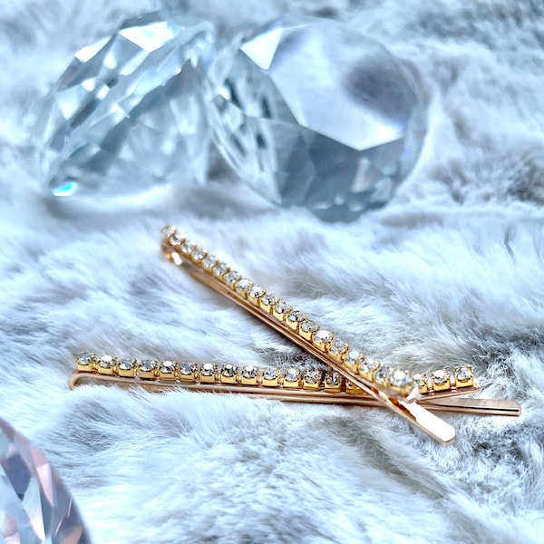 Silver or Gold Mini crystal hair pin set