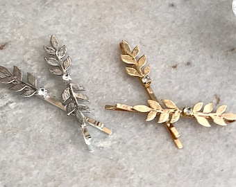 Gold or silver leaf Bobby pin set