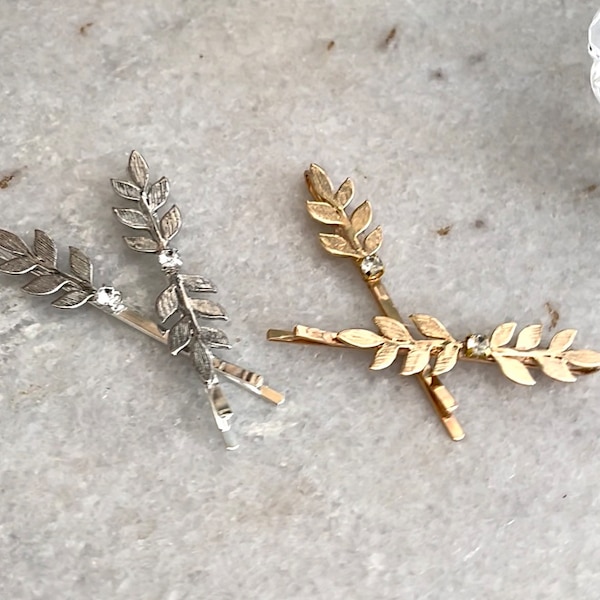 Gold or silver leaf Bobby pin set