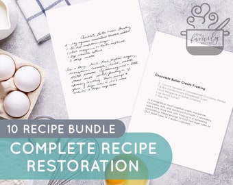 Complete Recipe Restoration | Handwriting Beautification | Family Heirloom | Cooking Gift | Keepsake | Housewarming Present | Recipe Tracing