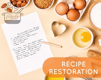 Recipe Restoration | Handwriting Beautification | Family Heirloom | Cooking Gifts | Keepsakes | Housewarming Presents | Recipe Tracing