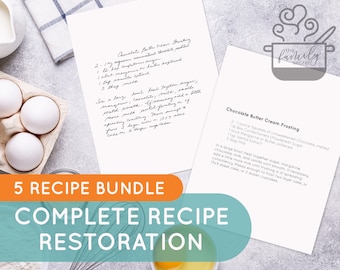 Complete Recipe Restoration | Handwriting Beautification | Family Heirloom | Cooking Gift | Keepsake | Housewarming Present | Recipe Tracing