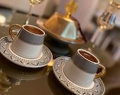 12 Pcs Karaca Globe Luxury Porcelain Turkish Coffee Set, Arabic Coffee Set, Arabic Coffee Cups, Turkish Coffee Cups, Bohemian Coffee Set