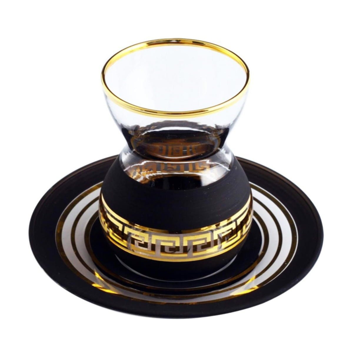 Pasabahce 12 Pcs Black Color Turkish Tea Set Arabic Tea Set Etsy