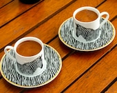 Zebra Pattern Turkish Coffee Cup Set, 2 4 6 Person