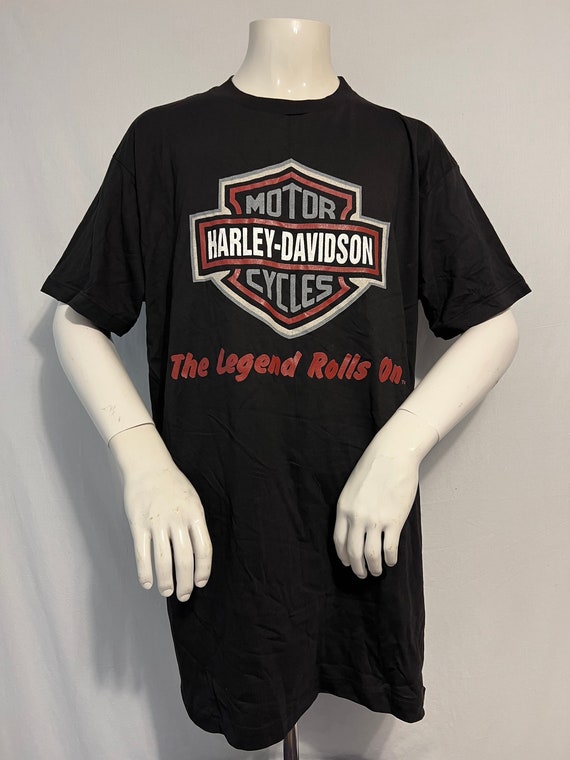 Hanes Harley-Davidson Motorcycle Bike T-shirt, Men's Medium cotton black type Vintage Second Hand main image 0