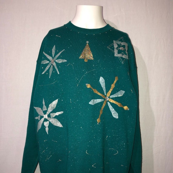 Vintage 1990’s Hand Crafted Christmas Sweatshirt - image 1