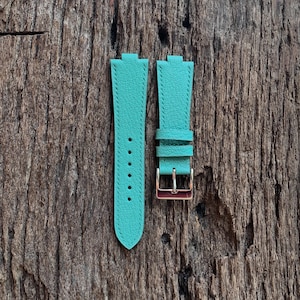 Ice Blue Chevre for Tsuyosa slim style Vegtan Leather Handmade Watch Strap (Free Shipping and buckle)