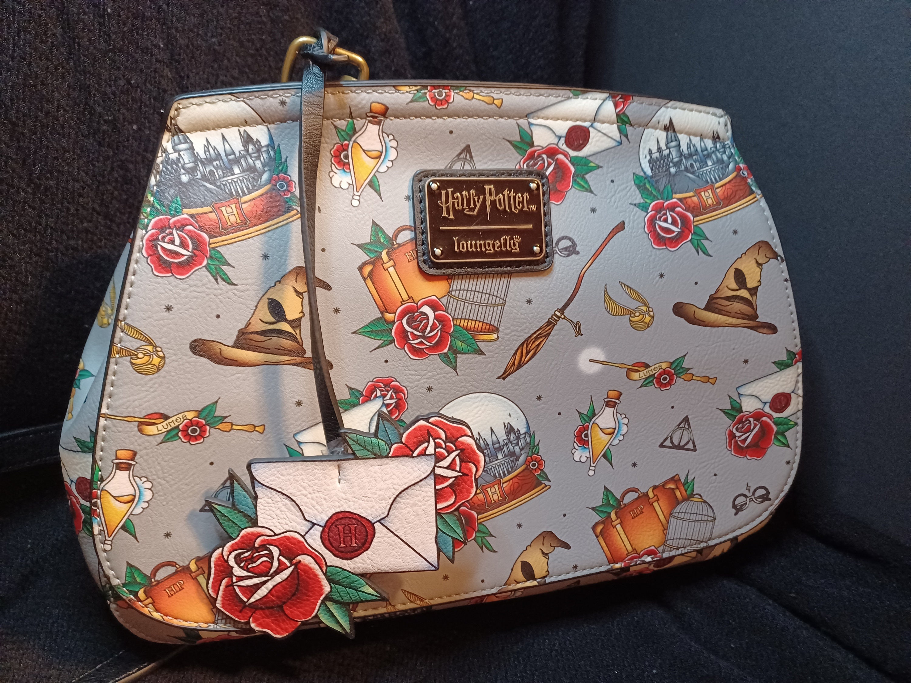 New Loungefly Harry Potter Deathly Hallows Floral Mini Backpack & Tech  Wallet