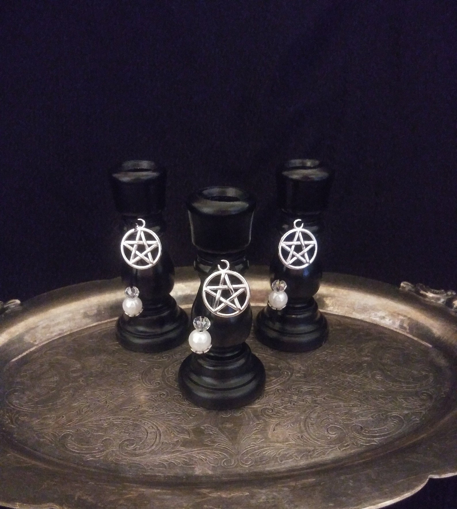 Chime / Spell Candle Holder with Pentacle Charm Etsy