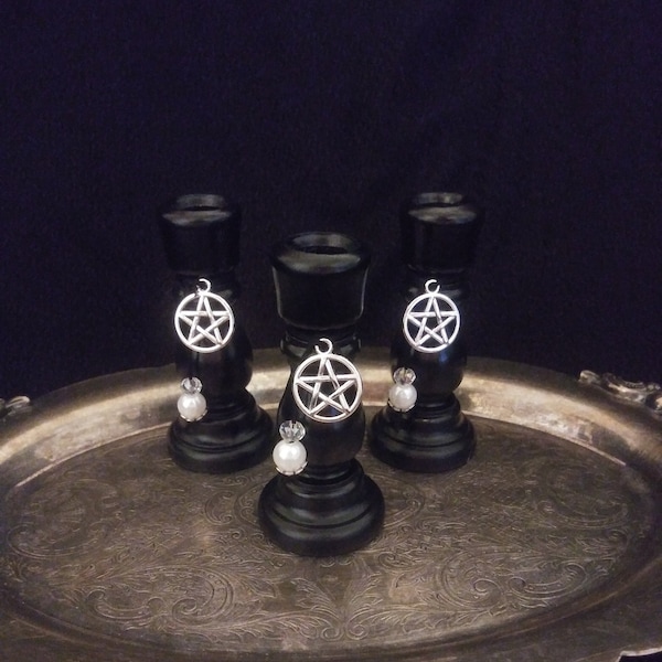 Chime / Spell Candle Holder with Pentacle Charm