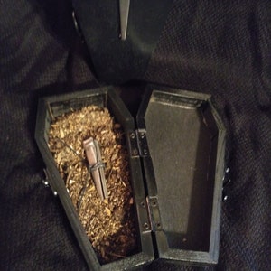 Graveyard Dirt and Coffin Nails in Wood Coffin Box