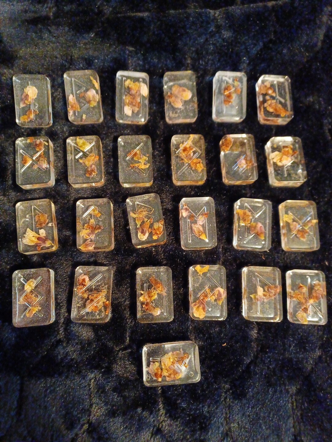 Elder Futhark Runes With Dried Peach Blossoms - Etsy