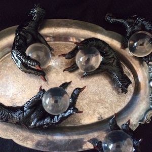 Hoodoo Black Chicken Foot with 50mm Crystal Ball ~ To Reveal Enemies