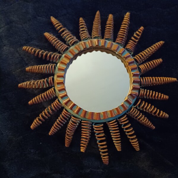 Sculpture Soleil en Métal avec Miroir