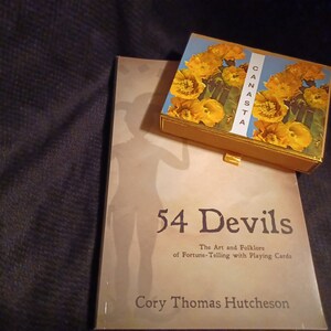 Cartomancy Set ~ 54 Devils the Art and Folklore of Fortune Telling Book & Vintage Spielkarte Doppeldeck