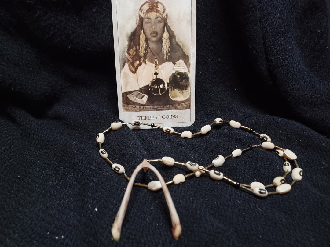 Hoodoo Rosary Prayer Beads With Black Eyed Peas and Chicken Wishbone - Etsy