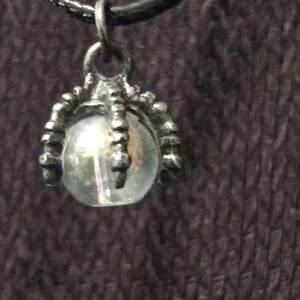 Dragon Claw Holding Clear Crystal Ball Pendant with Leather Cord