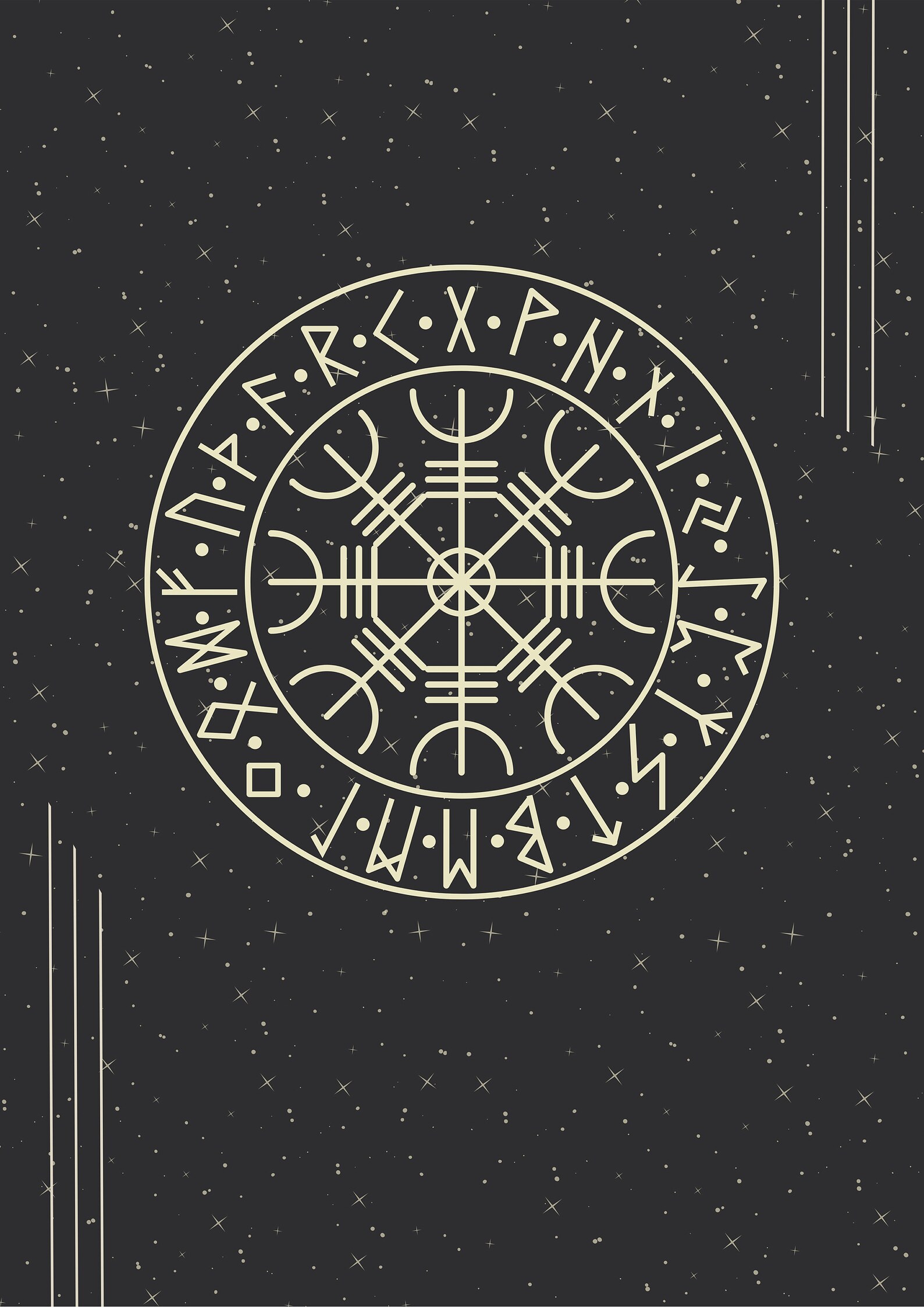 Boho Celestial Moon Phase Zodiac Symbouls Rune-font - Etsy