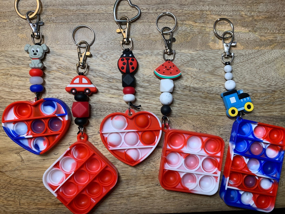 Pop it fidget key chain sensory fidget silicone fidget toy Etsy