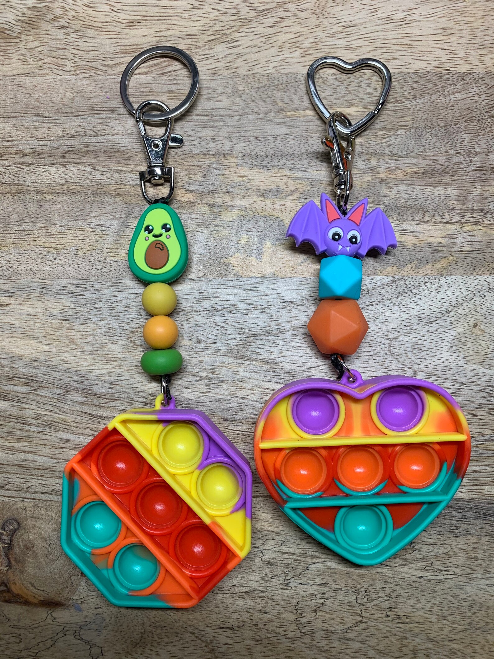 Pop It Fidget Key Chain Sensory Fidget Silicone Fidget Toy Etsy